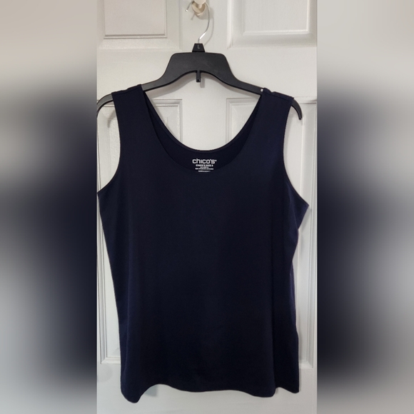 Chico's Tops - Chico's Navy Blue Fitted Microfiber Sleeveless Tank Top Size 3 (XL).  EUC